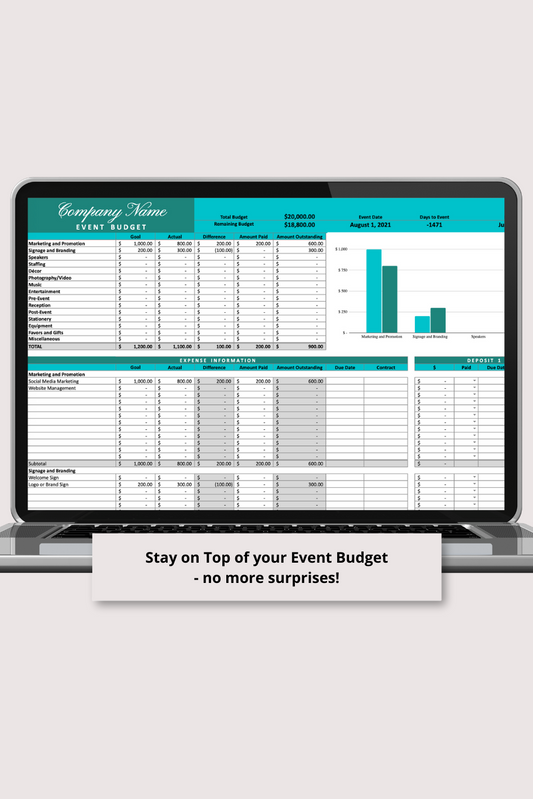 Blue and Green Gala Fundraiser Google Sheets Spreadsheet