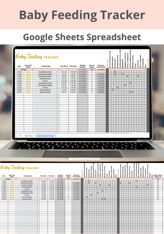Baby Feeding Tracker Google Sheets Spreadsheet