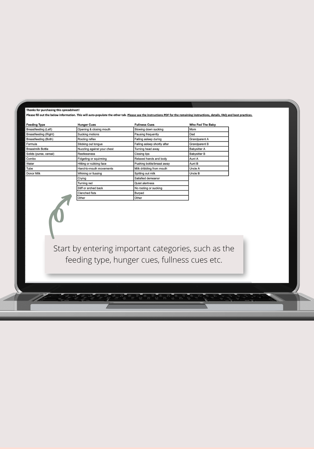 Ultimate Baby Feeding Tracker with Summaries Google Sheets Spreadsheet