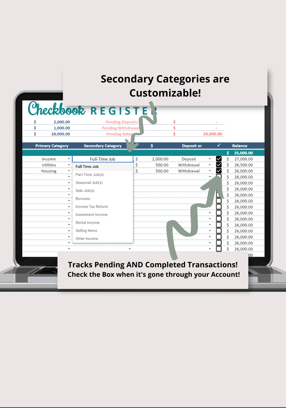 Checkbook Budget Google Sheets Spreadsheet Bundle