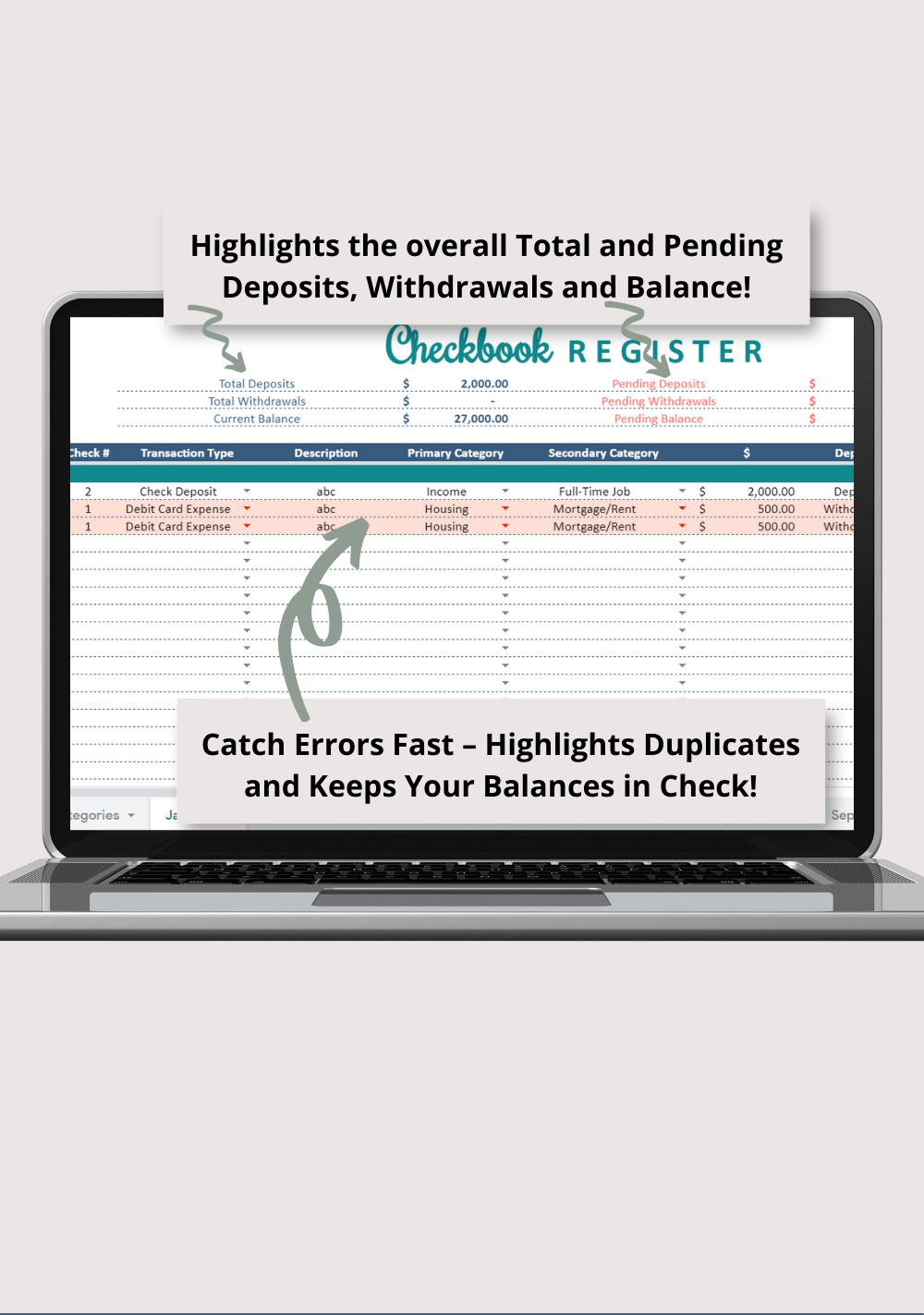 Checkbook Budget Google Sheets Spreadsheet Bundle