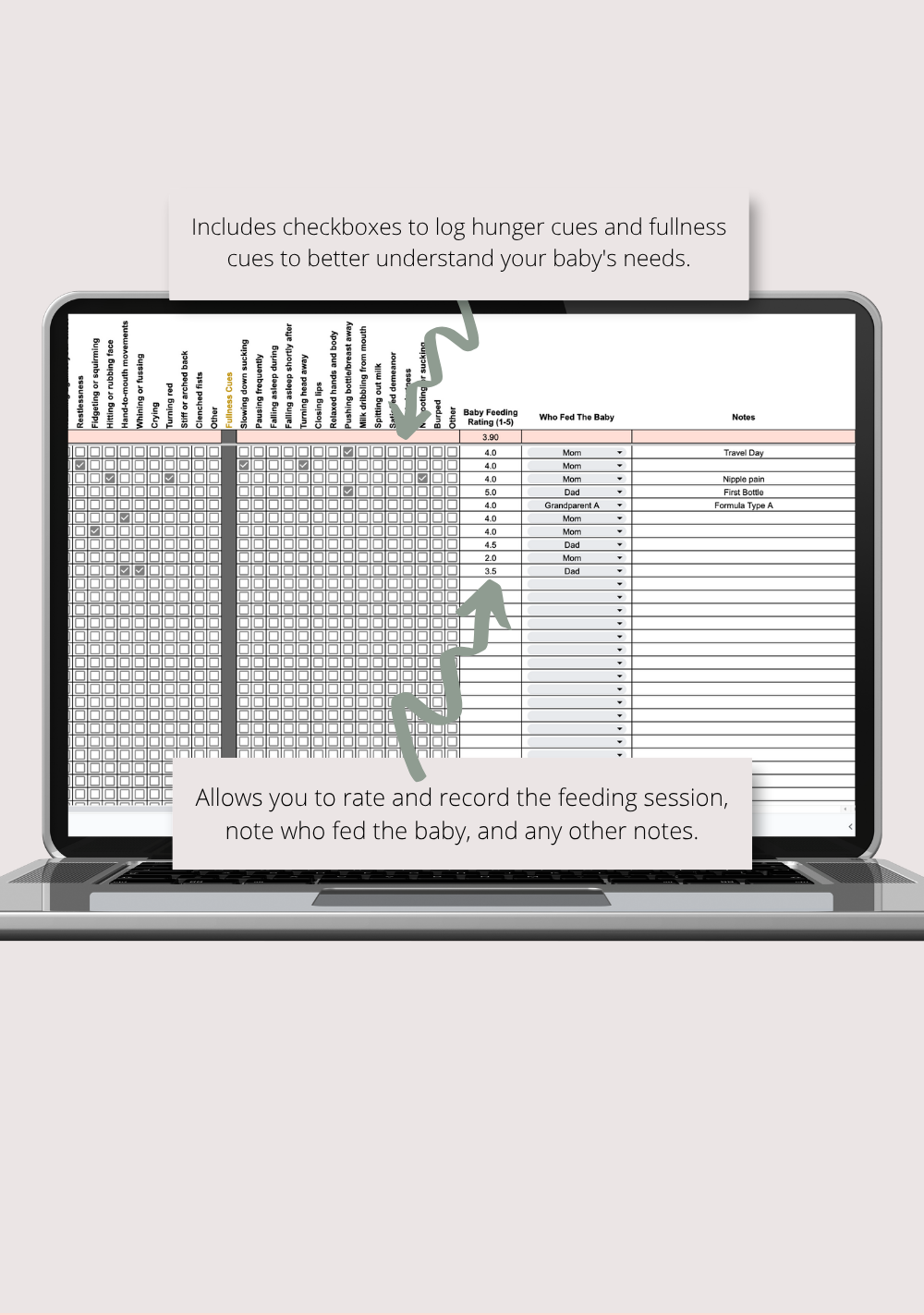 Ultimate Baby Feeding Tracker with Summaries Google Sheets Spreadsheet