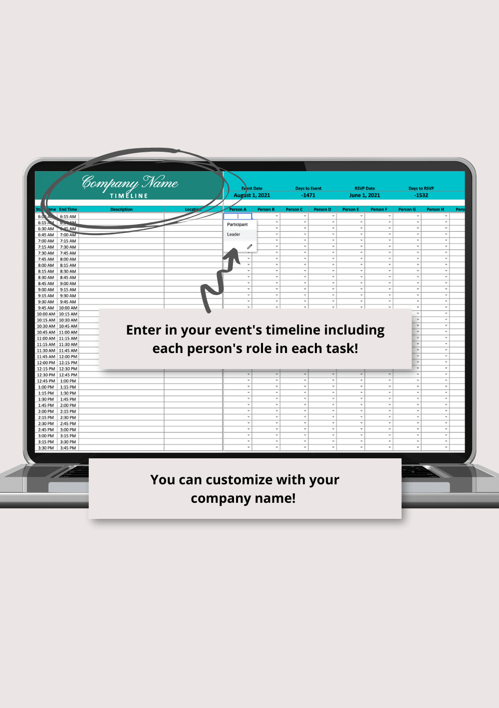 Blue and Green Gala Fundraiser Google Sheets Spreadsheet