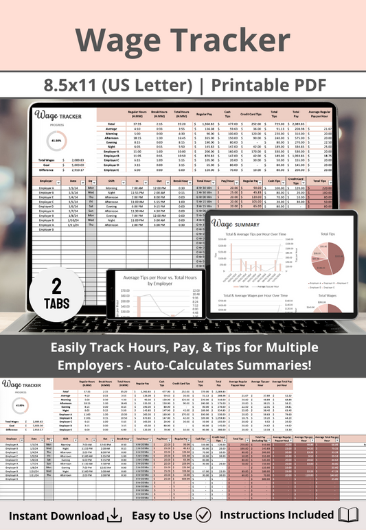 Wage Tracker Excel Spreadsheet