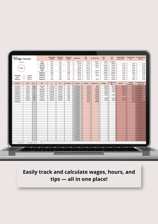 Simple Wage Tracker Excel Spreadsheet