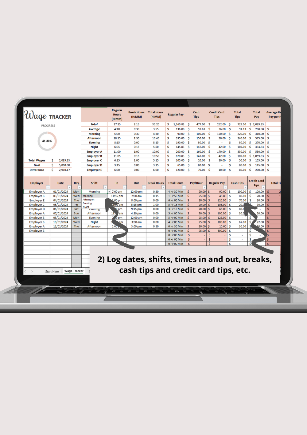 Wage Tracker Excel Spreadsheet