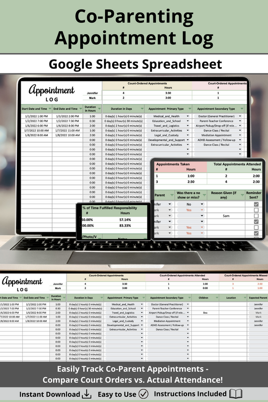 Simple Appointment Log Google Sheets Spreadsheet