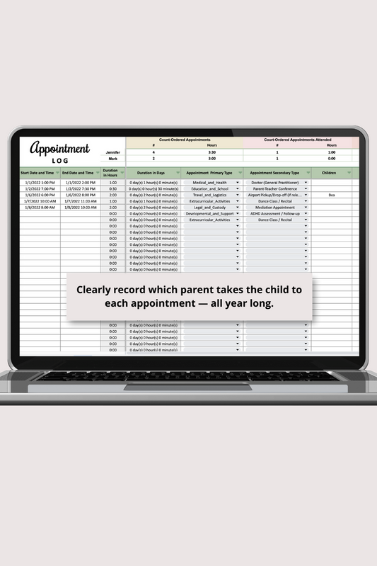 Simple Appointment Log Google Sheets Spreadsheet