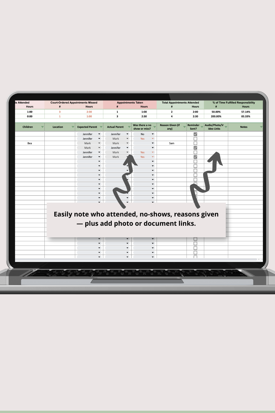 Simple Appointment Log Google Sheets Spreadsheet