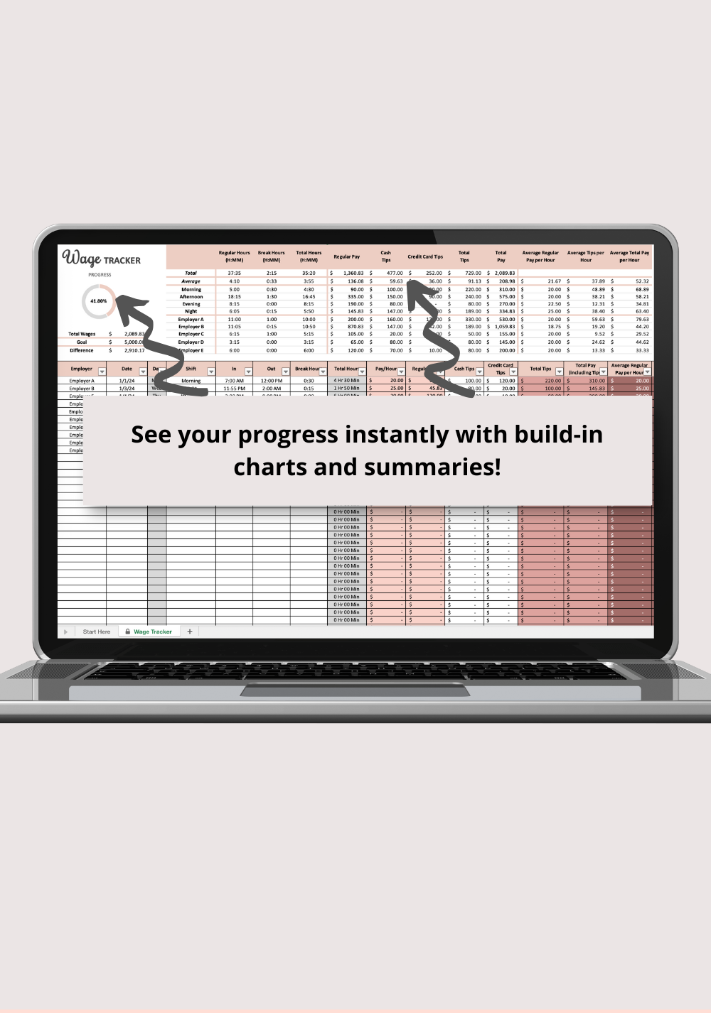Simple Wage Tracker Excel Spreadsheet