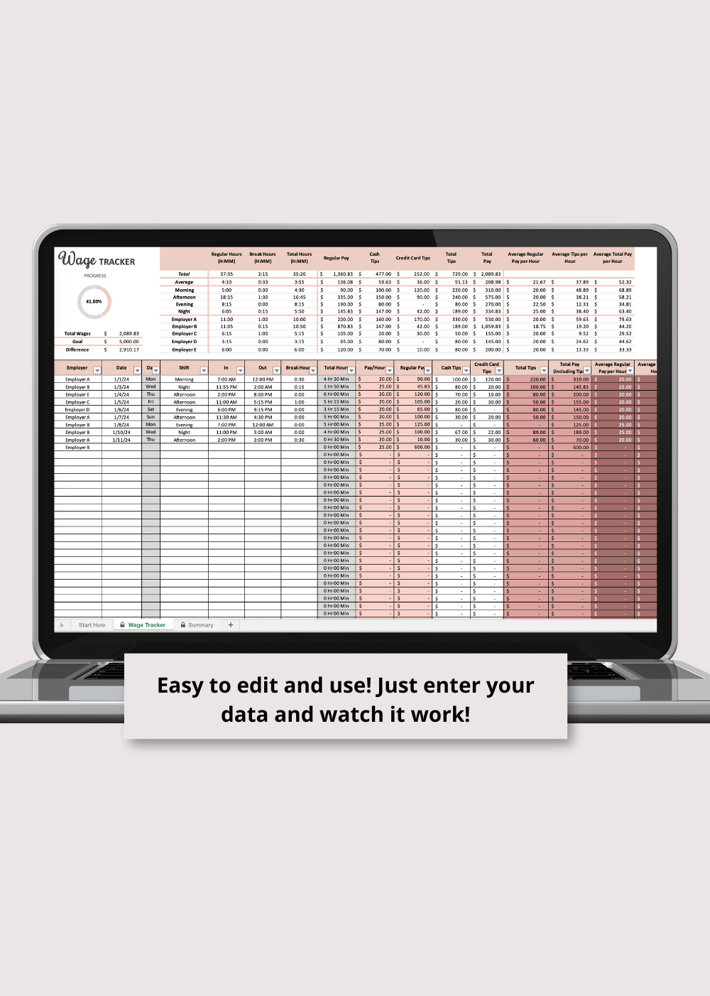 Wage Tracker Excel Spreadsheet